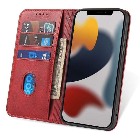 Die arktis iPhone 13 UltraSlim Schutzhülle ist eine rote Kunstlederhülle, in der Sie Karten, Bargeld und Ihr iPhone 13 unterbringen können – hier abgebildet mit einem abstrakten Hintergrundbild. Diese stilvolle arktis Schutzhülle vereint höchsten Komfort mit elegantem Schutz und ist damit das perfekte Accessoire für Ihr Gerät.
