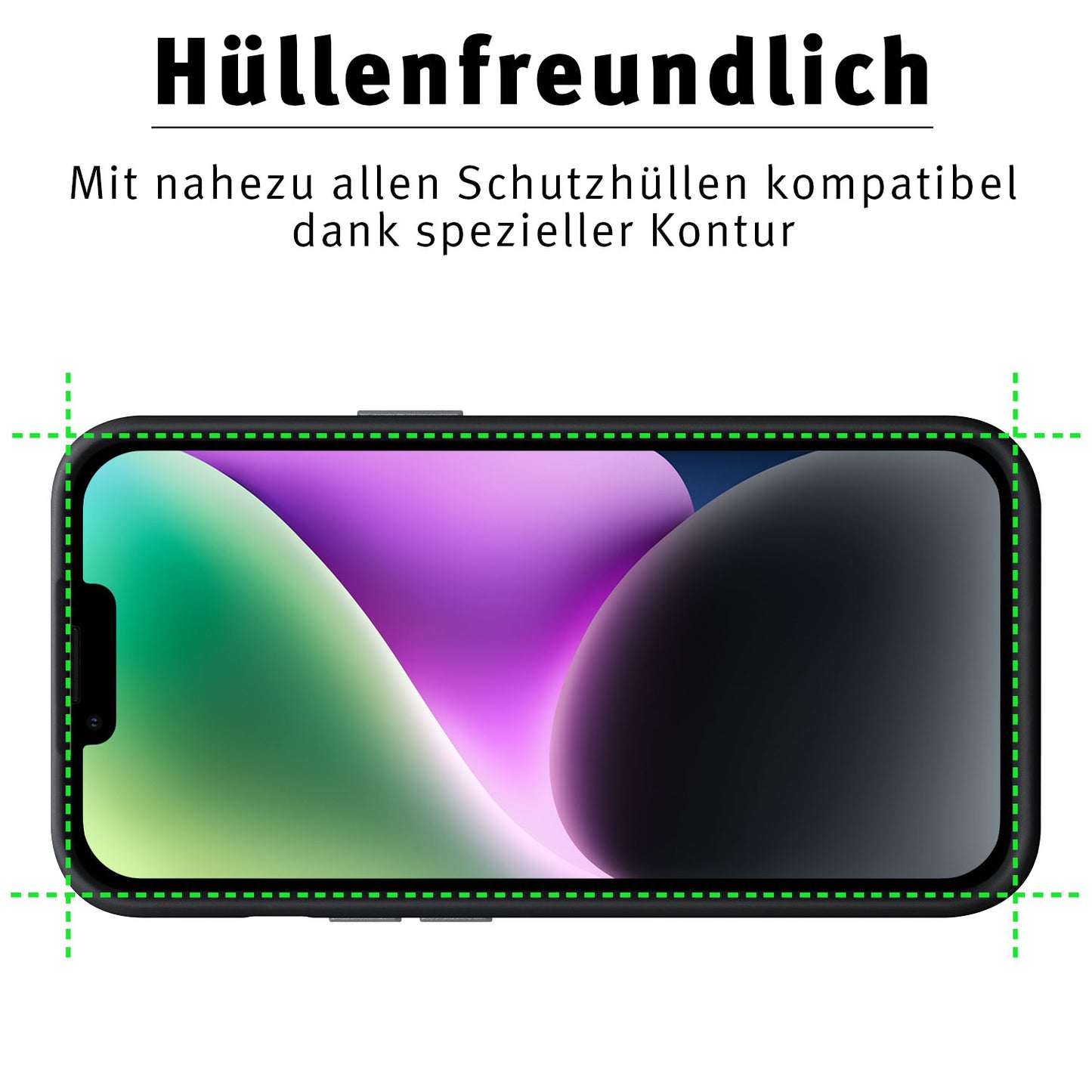 ArktisPRO iPhone 14 FULL COVER Displayschutz GLAS - hüllenfreundlich - 2er Set