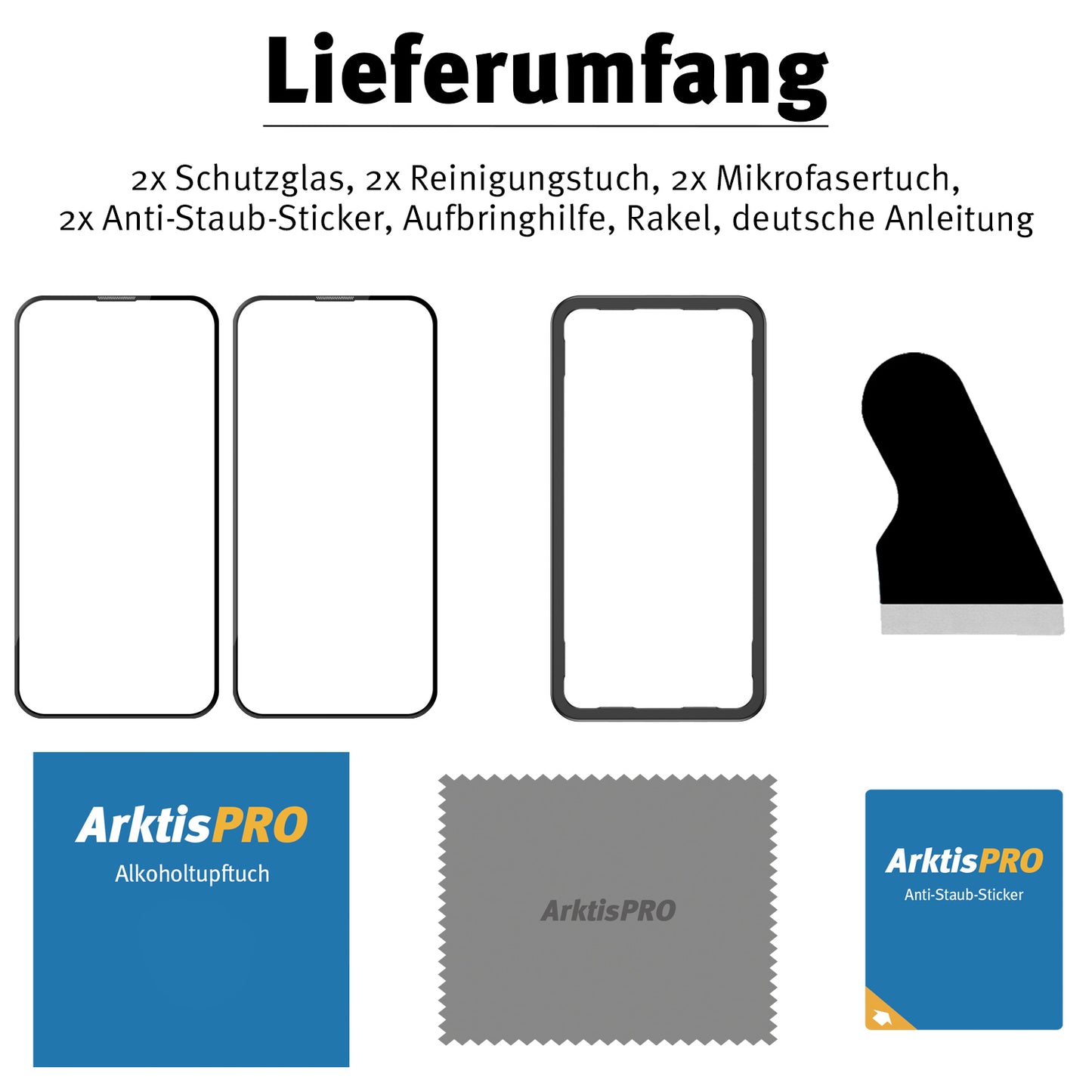ArktisPRO iPhone 14 Plus FULL COVER Displayschutz GLAS - hüllenfreundlich - 2er Set
