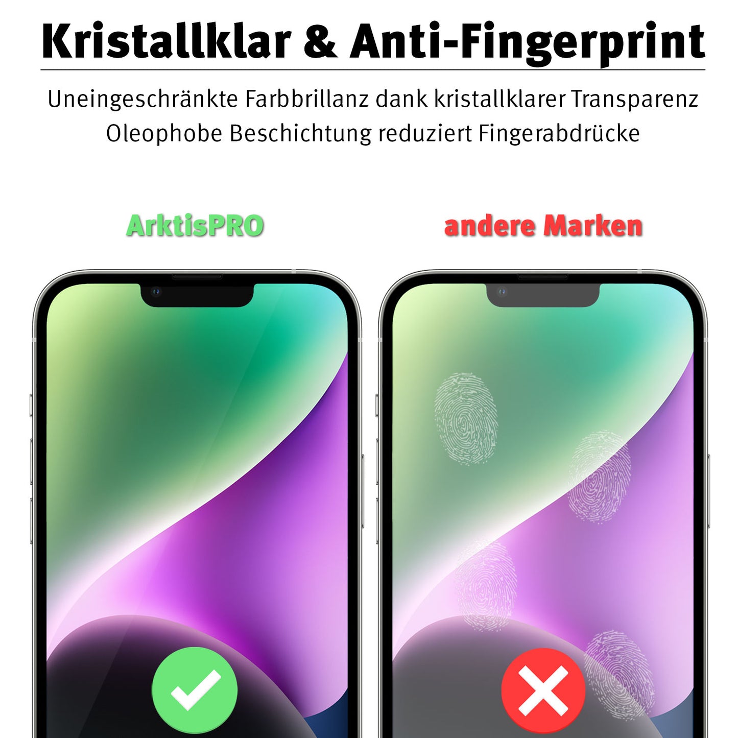 ArktisPRO iPhone 14 FULL COVER Displayschutz GLAS - hüllenfreundlich - 3er Set