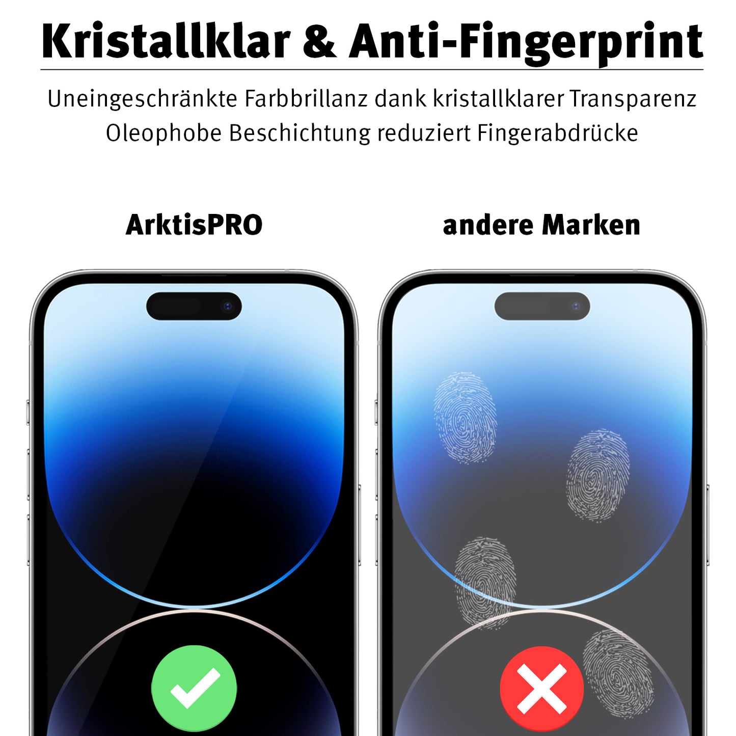 ArktisPRO iPhone 14 Pro FULL COVER Displayschutz GLAS - hüllenfreundlich - 3er Set