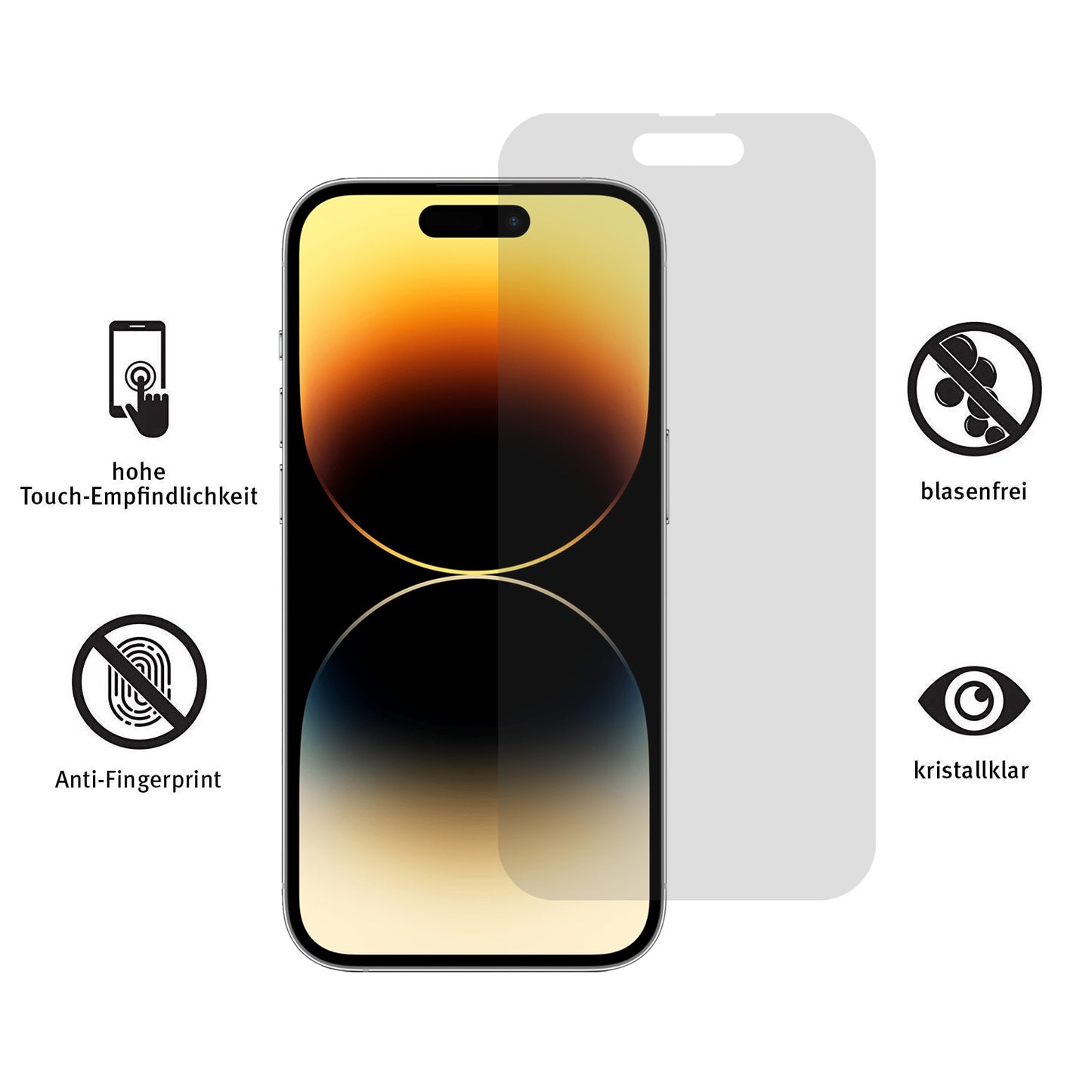 ArktisPRO 6 x Schutzfolie iPhone 14 Pro Displayschutzfolie Anti Reflex
