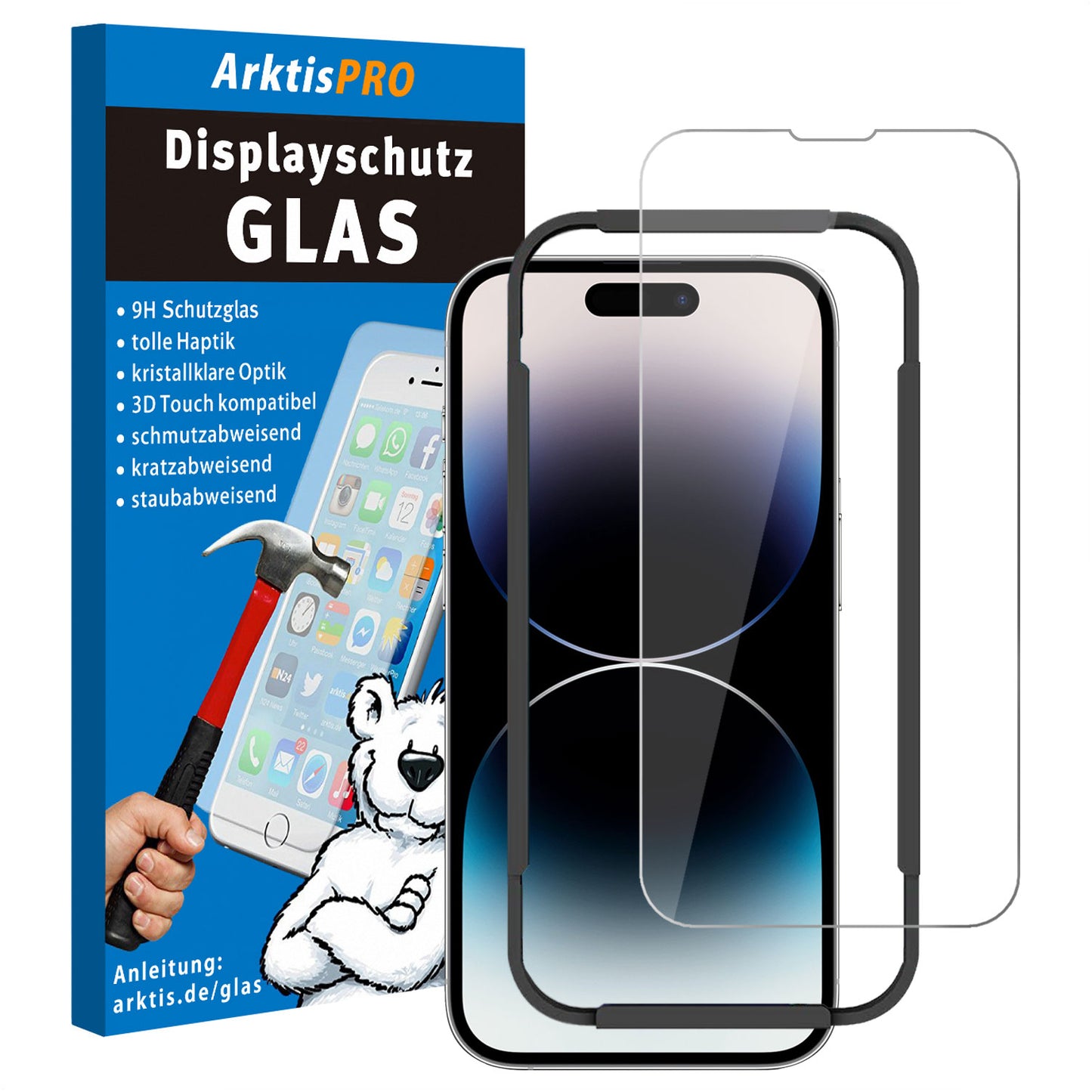 ArktisPRO iPhone 14 Pro Max Displayschutz GLAS