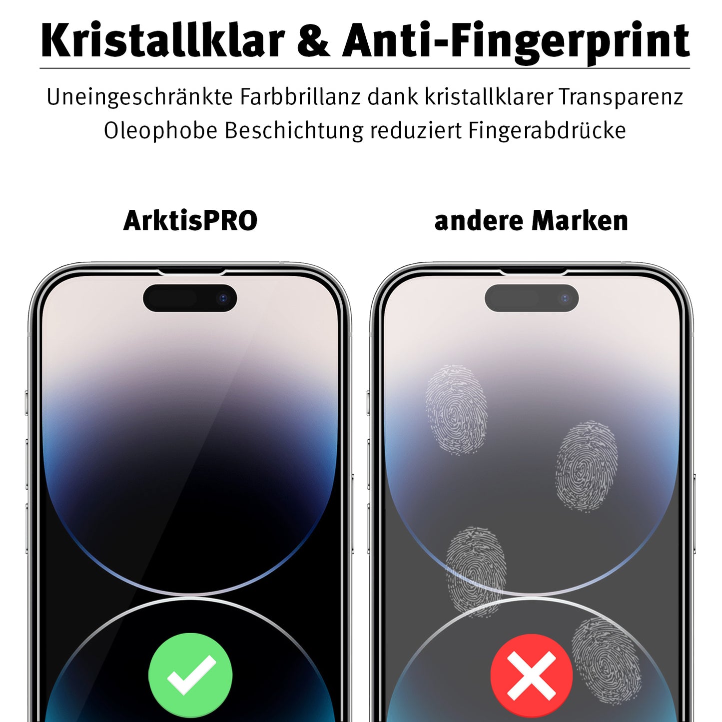 ArktisPRO iPhone 14 Pro Max Displayschutz GLAS - 2er Set