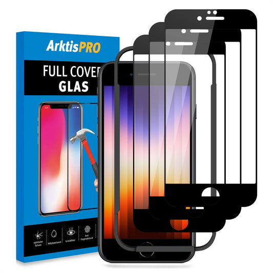 ArktisPRO iPhone SE (2022/2020) FULL COVER Displayschutz GLAS - hüllenfreundlich - 3er Set