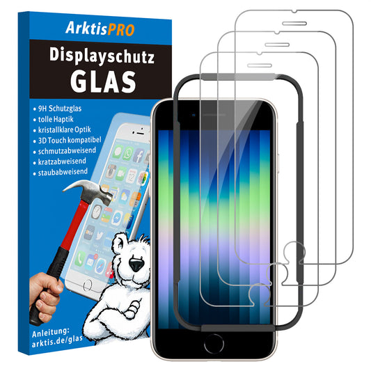 ArktisPRO iPhone SE (2022/2020) Displayschutz GLAS - 3er Set