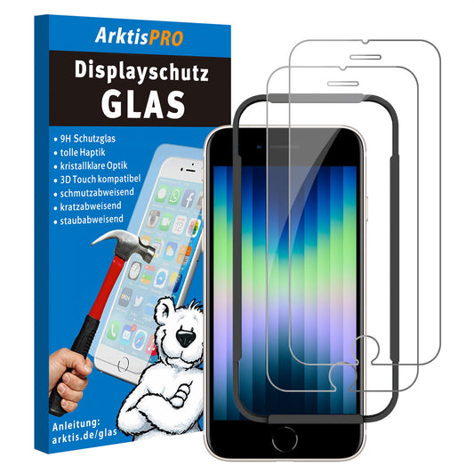 ArktisPRO iPhone SE (2022/2020) Displayschutz GLAS - 2er Set