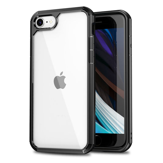 Das ArktisPRO SHOCKPROOF Case für das iPhone SE (2022/2020) verfügt über ein transparentes Design mit schwarzem Rand und TPU-Silikon-Rahmen, das Ihr iPhone schützt und gleichzeitig den Bildschirm und die Rückseite sichtbar hält.