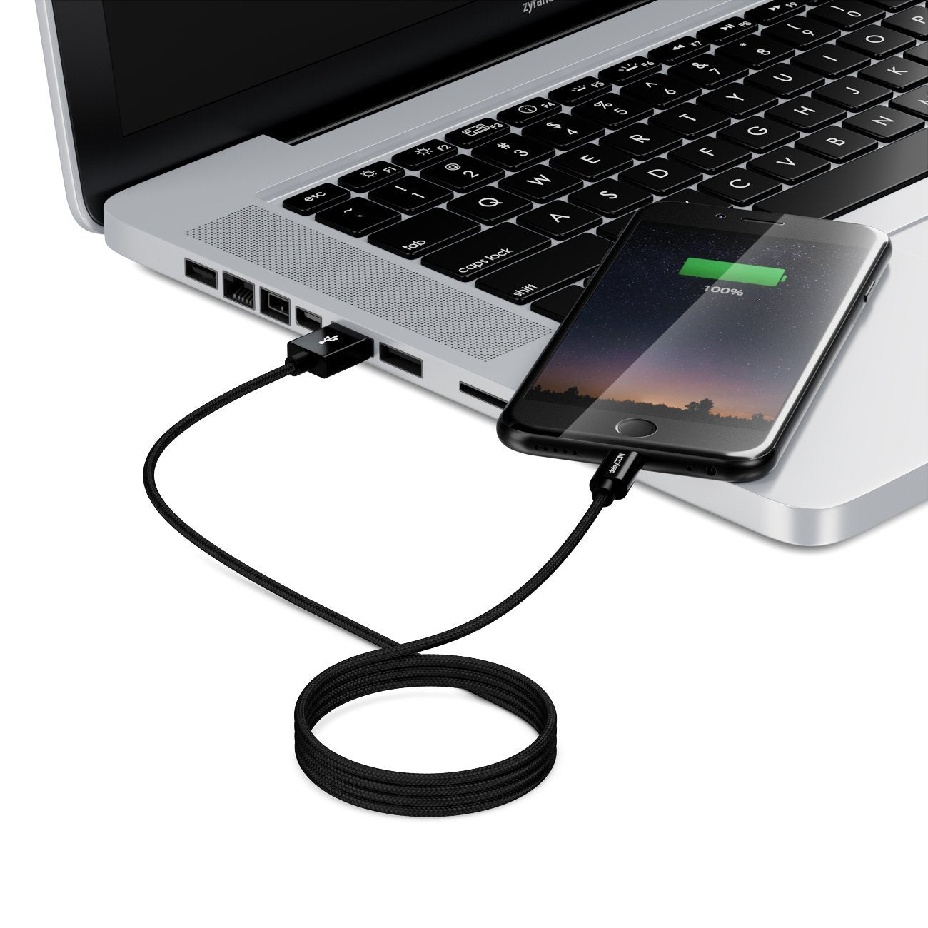 Alu Lightning auf USB Kabel ULTRA mit Nylonummantelung 2m