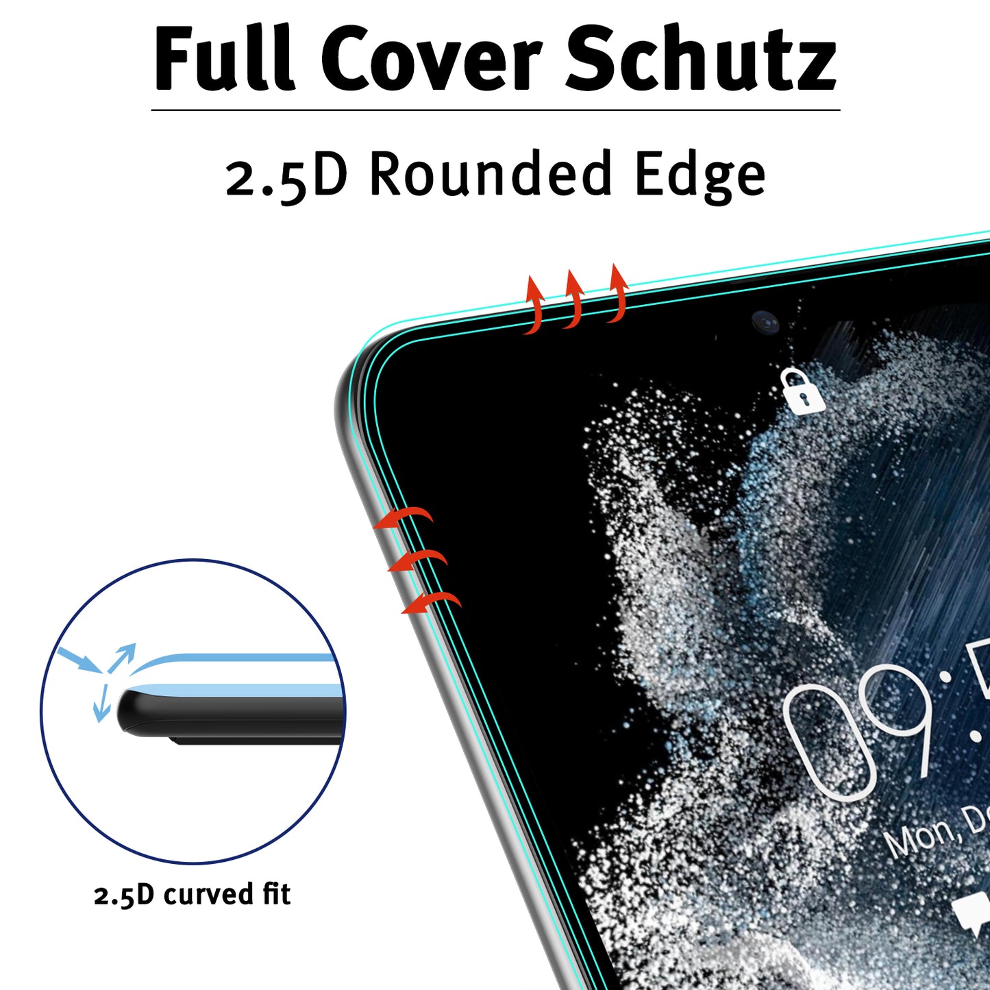 ArktisPRO Samsung Galaxy S22 FULL COVER Displayschutz GLAS - hüllenfreundlich - 2er Set