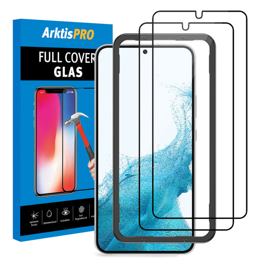 ArktisPRO Samsung Galaxy S22 FULL COVER Displayschutz GLAS - hüllenfreundlich - 2er Set