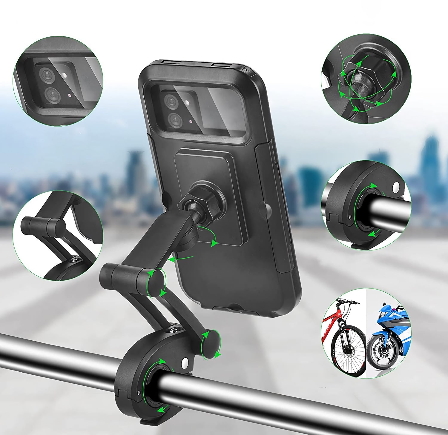 Impact Pro Mount 360° - Extrem stabile Fahrrad & Motorrad Handyhalterung  aus Metall - mit 360°
